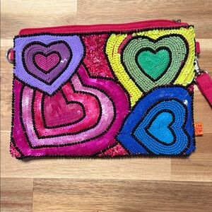 Colorful Heart Sequin Clutch